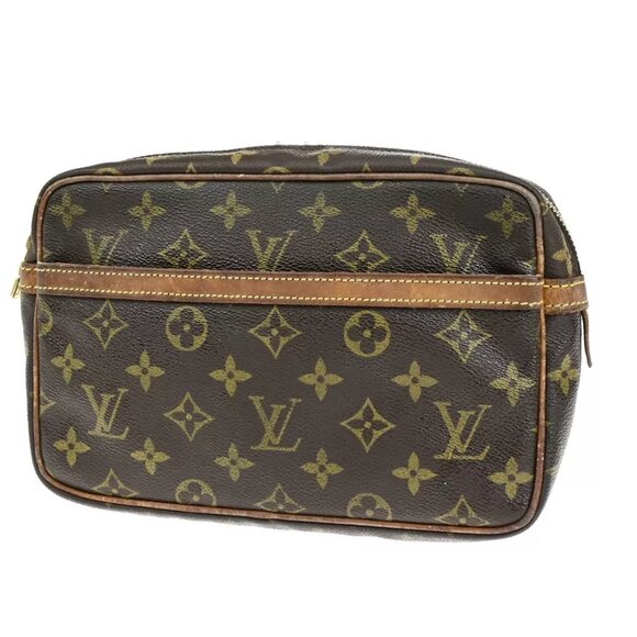 LOUIS VUITTON Compiegne 23 Clutch Hand Bag Monogram Leather Brown M51847 63FA723 - Picture 1 of 16